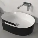 Раковина накладная на столешницу Flaminia Roll Bianco/Nero 56 х 42 см (RL56L/BIANCO/NERO) фото 1 Aquada.com.ua