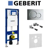 Инсталляция Geberit Duofix (3-в-1) в комплекте с клавишей Sigma 01, хром/глянцевый (111.300.00.5+156.050.00.1+111.815.00.1+115.770.21.5)