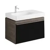 Тумба под раковину Geberit Citterio 75 см, корпус - темный дуб, стекло - чёрное (835176000)