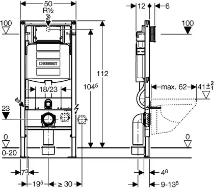 Инсталляция Geberit Duofix (3-в-1) в комплекте с клавишей Sigma 20, черный/матовый (111.300.00.5+156.050.00.1+111.815.00.1+115.882.14.1) фото 2 Aquada.com.ua