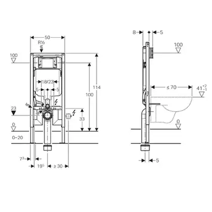 Инсталляция для подвесного унитаза GEBERIT Duofix UP720 3в1 (без клавиши) (111.796.00.1 + 111.835.00.1 + 156.050.00.1) фото 2 Aquada.com.ua