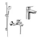 Набор смесителей для ванны 3-в-1 Hansgrohe Logis 100/Crometta (цвет - хром/белый) (10002019) фото 1 Aquada.com.ua