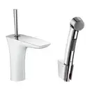 Набор для биде Hansgrohe PuraVida (цвет - хром/белый), с донным клапаном Push-Open (15275400) фото 1 Aquada.com.ua
