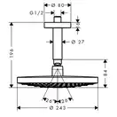 Верхний душ с держателем Hansgrohe Raindance Select S 2jet Ø 240 мм (цвет - хром), EcoSmart 9 л/мин (26469000) фото 2 Aquada.com.ua