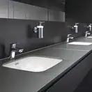 Дозатор для жидкого мыла Hansgrohe Logis (цвет - хром, стекло матовое), ёмкость 125 мл (40514000) фото 2 Aquada.com.ua