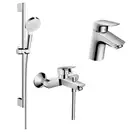 Набор смесителей для ванны 3-в-1 Hansgrohe Logis 70/ Crometta (цвет - хром/белый) (70002019) фото 1 Aquada.com.ua