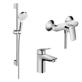 Набор смесителей для душа 3-в-1 Hansgrohe Logis/Crometta (цвет - хром/белый) (10012019)