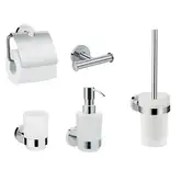 Набор аксессуаров 5-в1 Hansgrohe Logis (цвет - хром/стекло матовое, белое) (41723111)