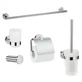 Набор аксессуаров 5-в1 Hansgrohe Logis (цвет - хром/стекло матовое, белое) (41723222)