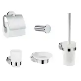 Набор аксессуаров 5-в1 Hansgrohe Logis (цвет - хром/стекло матовое, белое) (41723333)