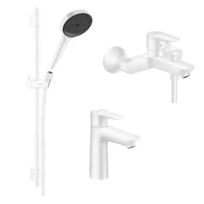 Набор смесителей для ванны 3-в-1 Hansgrohe Talis E/Crometta (цвет - белый матовый) (1102020) фото 1 Aquada.com.ua