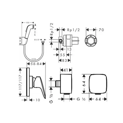 Набор для гигиенического душа (бидетка) Hansgrohe Logis (цвет - хром) (127704111) фото 2 Aquada.com.ua