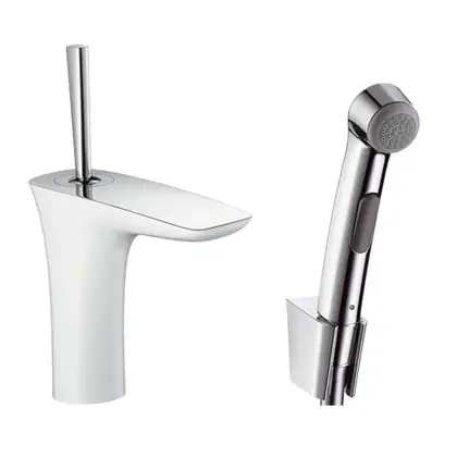 Набор для биде Hansgrohe PuraVida (цвет - хром/белый), с донным клапаном Push-Open (15275400) фото 1 Aquada.com.ua