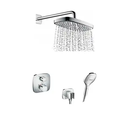 Душевая система скрытого монтажа с термостатом Hansgrohe (цвет - хром) (1570800+27385000+01800180+26485000+26520000+28276000) фото 1 Aquada.com.ua