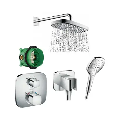 Душевая система скрытого монтажа с термостатом Hansgrohe (цвет - хром) (1570800+27385000+01800180+26485000+26520000+28276000) фото 2 Aquada.com.ua