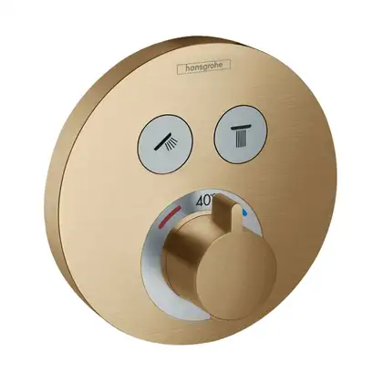 Термостат для ванны на 2 потребителя Hansgrohe Showerpipe ShowerSelect S (цвет - шлифованная бронза) (15743140) фото 1 Aquada.com.ua Термостат для ванны на 2 потребителя Hansgrohe Showerpipe ShowerSelect S (цвет - шлифованная бронза) (15743140) фото 1 Aquada.com.ua