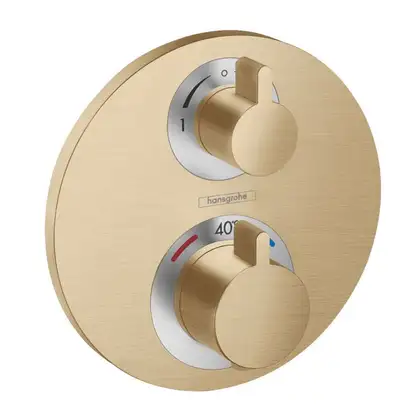 Термостат с запорным/переключающим вентилем Hansgrohe Ecostat S (цвет - шлифованная бронза) (15758140) фото 1 Aquada.com.ua
