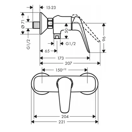 Набор смесителей для душа 3-в-1 Hansgrohe Novus (цвет - хром) (20180005) фото 3 Aquada.com.ua