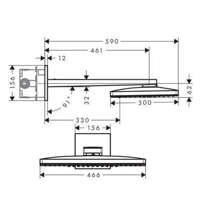 Верхний душ Hansgrohe Rainmaker Select 460 3jet9 (цвет - хром/чёрный) (24007600) фото 3 Aquada.com.ua