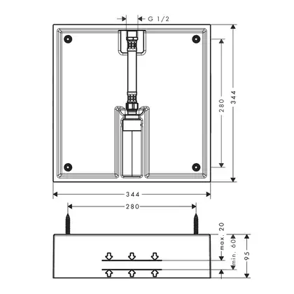 Скрытая часть для верхнего душа 400/400 1jet Raindance E Hansgrohe (26254180) фото 2 Aquada.com.ua