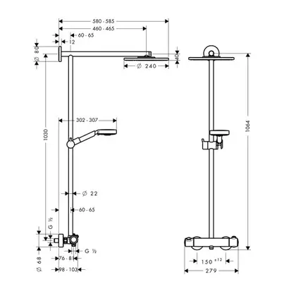 HANSGROHE Душевая система с термостатом Raindance S Showerpipe 240 (цвет - хром) (27160000) фото 3 Aquada.com.ua