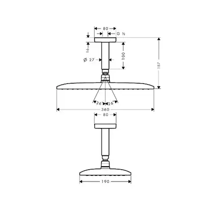 Верхний душ Hansgrohe Raindance E 360 AIR 360х190 мм (27381000) фото 2 Aquada.com.ua