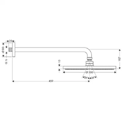 Верхний душ с держателем 450мм, Hansgrohe Raindance S Ø 300 мм (27492000) фото 2 Aquada.com.ua