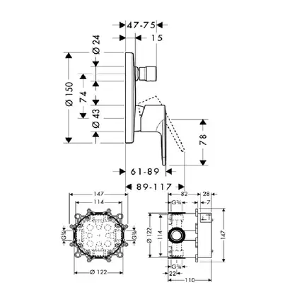 Смеситель для ванны, однорычажный Hansgrohe Talis E2 (цвет - хром) (31645000) фото 2 Aquada.com.ua