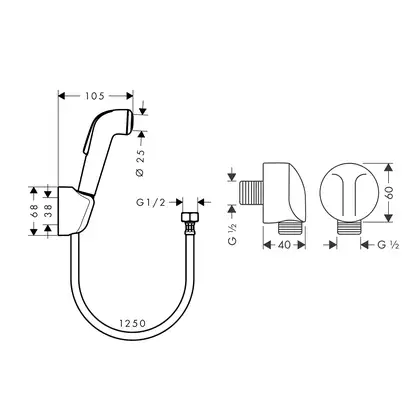 Набор скрытого монтажа с гигиенической лейкой Hansgrohe Logis (цвет - хром/белый) (3A101219 (20180006)) фото 2 Aquada.com.ua