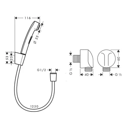 Набор скрытого монтажа с гигиенической лейкой Hansgrohe Logis (цвет - хром) (3B111219 (20180007)) фото 2 Aquada.com.ua