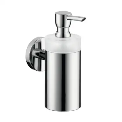 Дозатор для жидкого мыла Hansgrohe Logis (цвет - хром, стекло матовое), ёмкость 125 мл (40514000) фото 1 Aquada.com.ua