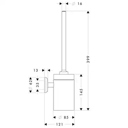 Ёршик с держателем Hansgrohe Logis Classic (цвет - хром, керамика белая) (41632000) фото 2 Aquada.com.ua