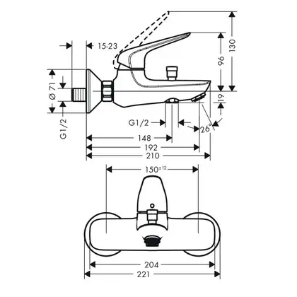 Набор смесителей для ванны 3-в-1 Hansgrohe Novus/Crometta (цвет - хром) (71040111) фото 6 Aquada.com.ua