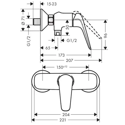 Набор для гигиенического душа Hansgrohe Novus (цвет - хром) (7106000S) фото 2 Aquada.com.ua