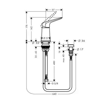 Набор для биде с вертикальной струей Hansgrohe Novus (цвет - хром) (71145000) фото 2 Aquada.com.ua