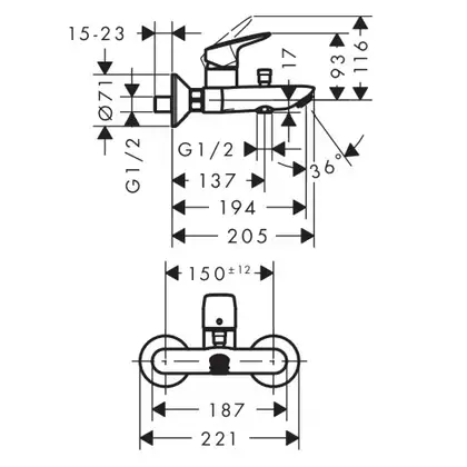 Набор смесителей для ванны 3-в-1 Hansgrohe Logis 100/Croma-100 Vario (цвет - хром) (711714310) фото 3 Aquada.com.ua