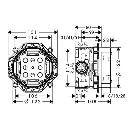 Набор смесителей для душа 7-в-1 Hansgrohe Logis (цвет - хром) (71264111) фото 4 Aquada.com.ua