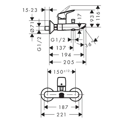 Набор смесителей для ванны 3-в1 Hansgrohe Logis (цвет хром) (71400111) фото 7 Aquada.com.ua