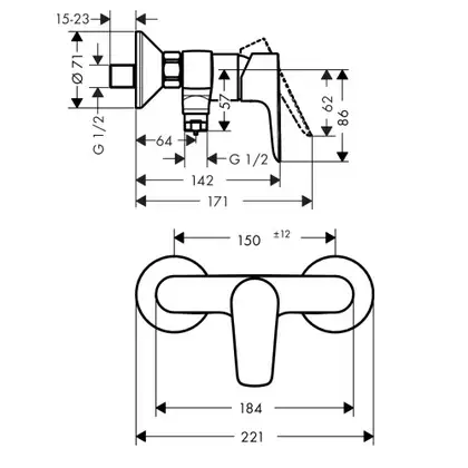 Набор смесителей для душа 3-в-1 Hansgrohe Talis E (цвет - хром) (71762773) фото 3 Aquada.com.ua