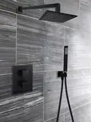 Верхний душ 300 х 300 х h8 мм с держателем 400 мм Paffoni Elle Syncro King “Quadro” (цвет - чёрный матовый) (ZSOF078NO+ZSOF063NO) фото 2 Aquada.com.ua