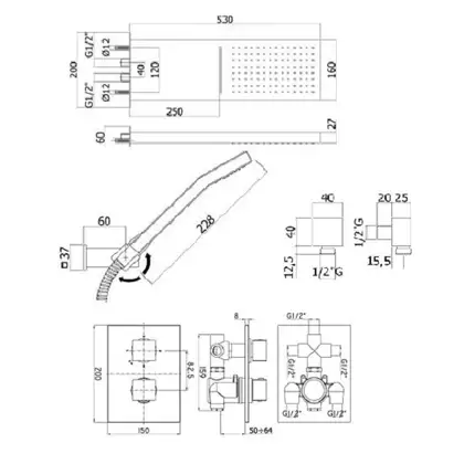 Душевая система скрытого монтажа Paffoni Collections Shower 520х160 мм (DS3jet4hole) фото 2 Aquada.com.ua