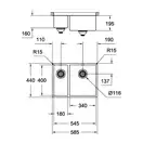 GROHE Мийка для кухні 585 x 440 мм, 1,5 чаши, матова, під стільницю, права (31576SD0) (31576SD0) фото 6 Aquada.com.ua