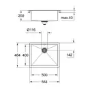 GROHE Мийка для кухні 564 x 464 мм, 1 чаша, матова, в рівень зі стільницею (31579SD0) (31579SD0) фото 6 Aquada.com.ua