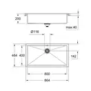 GROHE Мийка для кухні 864 x 464 мм, 1 чаша, матова, в рівень зі стільницею (31580SD0) (31580SD0) фото 6 Aquada.com.ua