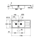 GROHE Мийка для кухні 1160 x 500 мм з ексцентриком, 2 чаши, матова (31588SD0) (31588SD0) фото 6 Aquada.com.ua