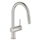 Смеситель для кухни с выдвижным изливом Grohe Minta (цвет - суперсталь) (32321DC2) фото 5 Aquada.com.ua