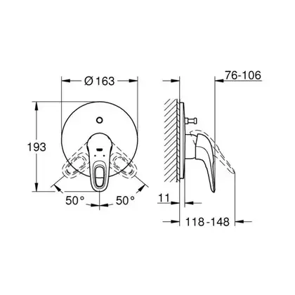 Смеситель однорычажный для ванны Grohe Eurostyle (цвет - хром/белый) (19506LS3) фото 9 Aquada.com.ua
