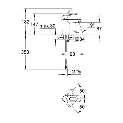 GROHE Смеситель для раковины, однорычажный BauLoop (23337000) фото 8 Aquada.com.ua
