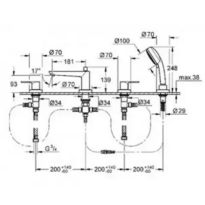 GROHE Комплект для ванни на 4 отвори BauLoop  (2511900A) (2511900A) фото 9 Aquada.com.ua