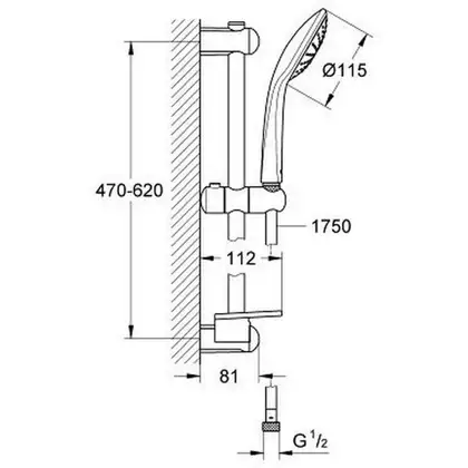 GROHE Душовий набір, 1 режим струменю Euphoria 110 Mono  (27266001) фото 6 Aquada.com.ua